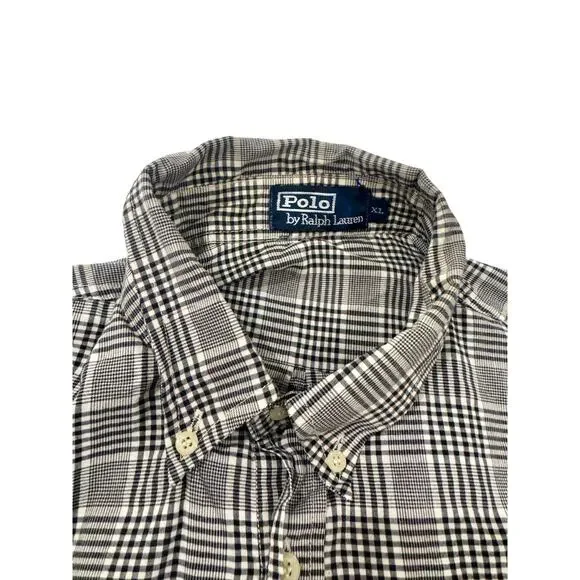 POLO Ralph Lauren Plaid Button Down Short Sleeve Shirt Logo Men’s XL FLAW Preppy - Picture 4 of 16